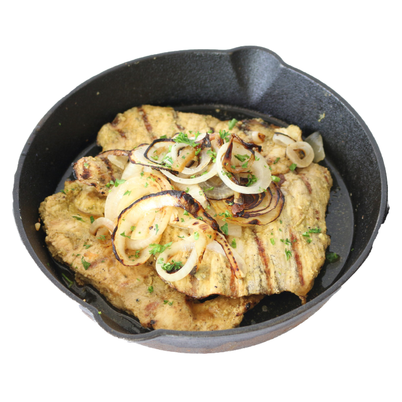 Medallones de cerdo encebollados / Pork Steak with onions