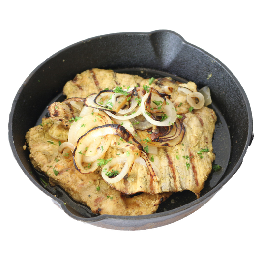 Medallones de cerdo encebollados / Pork Steak with onions