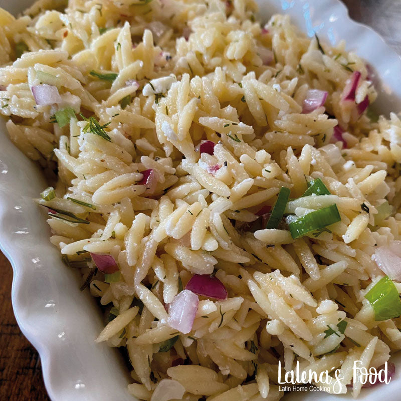 Orzo with vegetables and citrus dressing